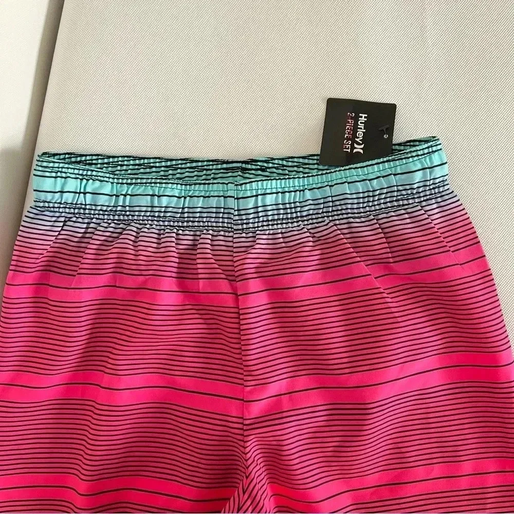 Hurley Swim Trunk Shorts Size Medium  (10-12) YRS Multi Color Stripes